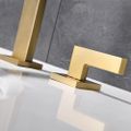 3 Löcher Gebürstetes Gold Badezimmer Waschtischarmatur Doppelgriff massives Messing
