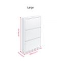 White Narrow Shoe Storage Cabinet Wall Mounted in Large