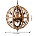 Retro Rustic Weathered Wooden Globe Metal Orb Crystal 5-Light Chandelier Medium