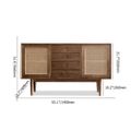 55" Cottage Walnut Sideboard Buffet Rattan with 2 Doors 4 Drawers