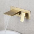 Sleek Brushed Gold Wall Mounted Single Handle Waterfall Bathroom Sink Faucet