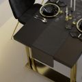 1800 mm schwarzer rechteckiger Esstisch aus Holz in Gold