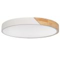 LED Drum Shaped Wood & Metal & Acrylic Large Flush Mount Ceiling Light in White Dimmable