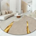 2150mmDia Circular Modern & Creative & Light Luxury Khaki & Gold Area Rug Nylon Rug