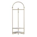Faux Marble Gold Corner Clothing Rack with Shelf and Hanging Bar