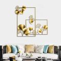 2 Pieces Rectangular Ginkgo Leaves Metal Wall Decor with Hollow-Out Design