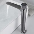 Gunmetal Grey Modern Bathroom Monobloc Tap Tall Basin Mixer Tap with Press Button