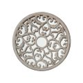Round Vintage Wall Mirror Hollow-out Carved Flower Art with MDF Frame