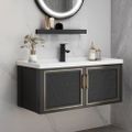 910mm Black Floating Bathroom Vanity Set Drop-In Ceramic Basin with Cabinet
