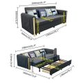 Sofá cama completo de 2080 mm, sofá cama convertible tapizado con almacenamiento