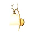 Modern 1-Light Antler Wall Sconce Brass Deer Wall Lighting with Bell Shade