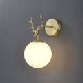 Modern 1-Light Antler Wall Sconce Brass Deer Wall Lighting with Globe Shade