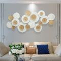 Modern 3D Round Flowers Metal Wall Decor Distressed Home Hanging Art