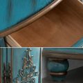 Antique Triangle Wood Accent Corner Cabinet with 2 Doors & 2 Drawers in Blue