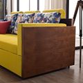 Modern Yellow Folding Wood Bunk Bed Sleeper Convertible Sofa Bed Pillows Included