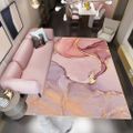 Pink and Gold Abstract Modern Rectangle Area Rug 1600mm x 2300mm Flowing Pattern