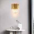 Postmodern 2-Light Clear Crystal Bars Wall Sconce with Stainless Plat Shade