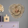 European Hollow-Out Peony Flower Gold Pendant Sofa Background Metal Wall Decor