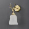 Modern 1-Light Antler Wall Sconce Brass Deer Wall Lighting with Bell Shade