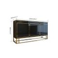 59" Black Wood Sideboard Buffet Cabinet with Storage 3 Doors Gold Base