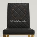Silla de mesa de comedor moderna de cuero negro tapizada en oro, juego de 2