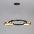 Modern Circle Chandelier LED Pendant Light in Black & Gold-Homary