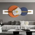 Modern Round Metal Wall Decor Overlapping Design in White & Orange