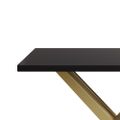 Mesa consola estrecha negra y dorada para pasillo X Base de metal en grande