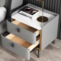 Grey Modern Luxury 2 Drawers Bedroom Nightstand Stone Bedside Table