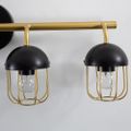 Industrial 4-Light Gold Cage Bathroom Vanity Light Black Dome Shade