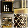Industrial Gold 5-Tier Freestanding Wine Rack Storage with Glass Holder