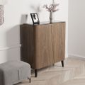 Walnut Hallway Shoe Storage Cabinet with 2-Door 5 Shelves for 14 Pairs Shoes