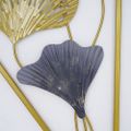 2 Pieces Metal Triangular Wall Decor Hollow-out Ginkgo Leaves Floral Art