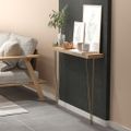 Modern Narrow Rectangular Console Table with Wooden Top Metal Legs