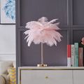Pink Feather Gold Table Lamp Unique Modern Style