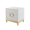 White Square 2 Drawers Bedroom Nightstand with Gold Legs