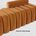 Modern Line Tufted Bench Upholstered Bench with Round Back Orange