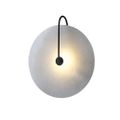 Modern White Marble Round Decorative Indoor Wall Sconce in Black Finish