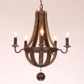  5-Light Rustic Reclaimed Wood Candle Chandelier with Metal Frame