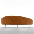 Moderno sofá curvo de terciopelo bronce 2400 mm patas de metal dorado con almohadas de lanzamiento