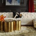 Postmodern Metal Side Table in Water Drop Design End Table in Brushed Gold Single Piece