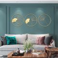 3Pcs Stylish & Artistic Metal Wall Decor with Classic Golden Ginkgo Leaves