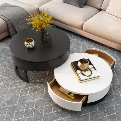 Modern Round Coffee Table With Storage, Circle Coffee Table With Storage