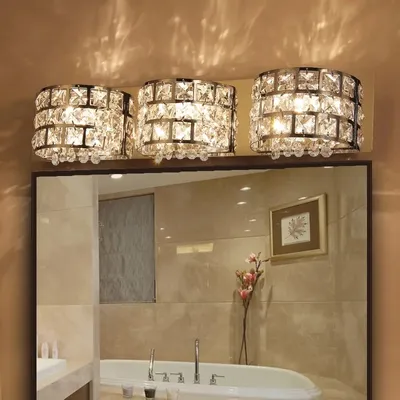 Light Bath Vanity Wall, Gold Crystal Bathroom Vanity Light