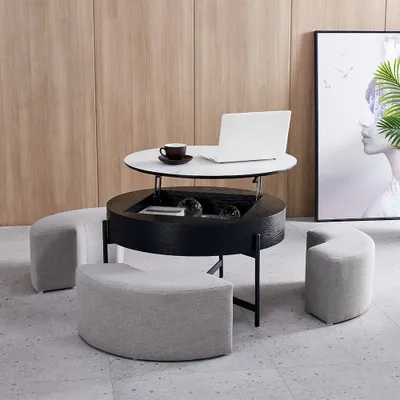 Coffee Tables Side Accent, Round Coffee Table Storage Ottoman