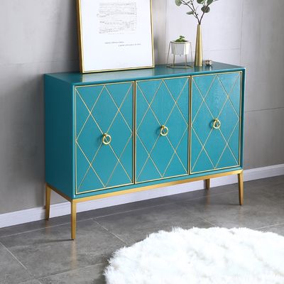 Modern Blue Sideboard Buffet Diamond Pattern Kitchen Cabinet with Doors ...