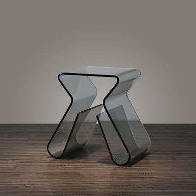 Stylish Side Table Acrylic Smoky Gray End Table with Storage Accent Table