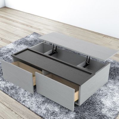Modern Lift Top Rectangular Wood Storage Grey and Black Coffee Table with Drawers