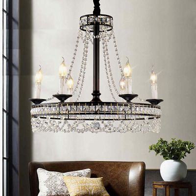 Contemporary Wagon Wheel Chandelier Crystal Chandelier 6 Light In Black   6153ddfad30443268f3a93d47a89fcad 