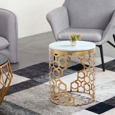 Details about   H Potter GAR123 End Side Table Accent Round Top Metal Wire Zinc Gold Finish 